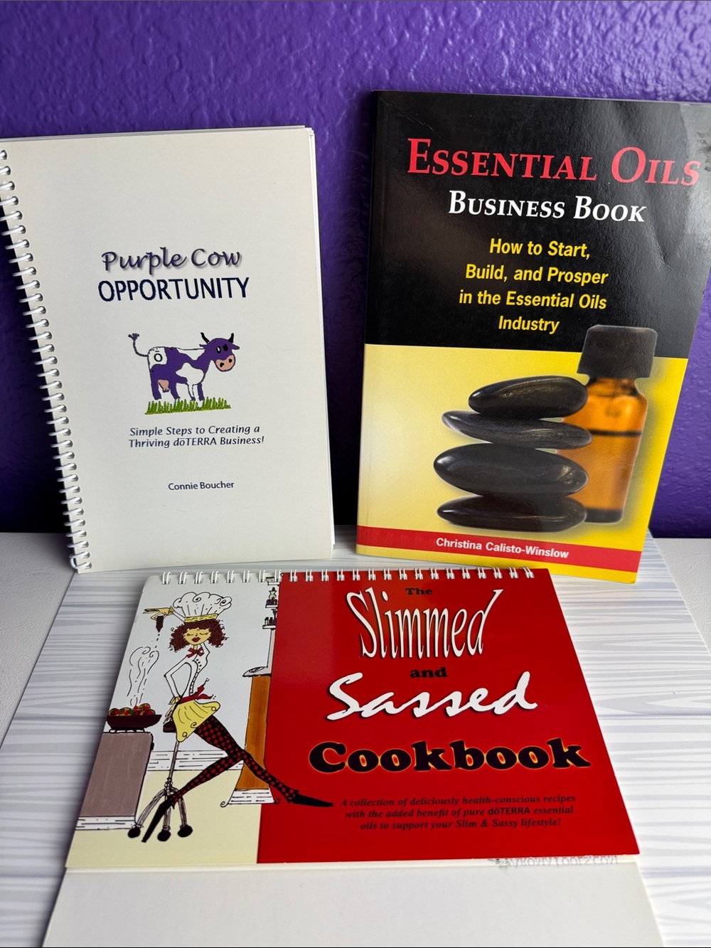 doTERRA Business Book Lot of 3 Purple Cow, Essential Oils Guide, Sassy Cookbook